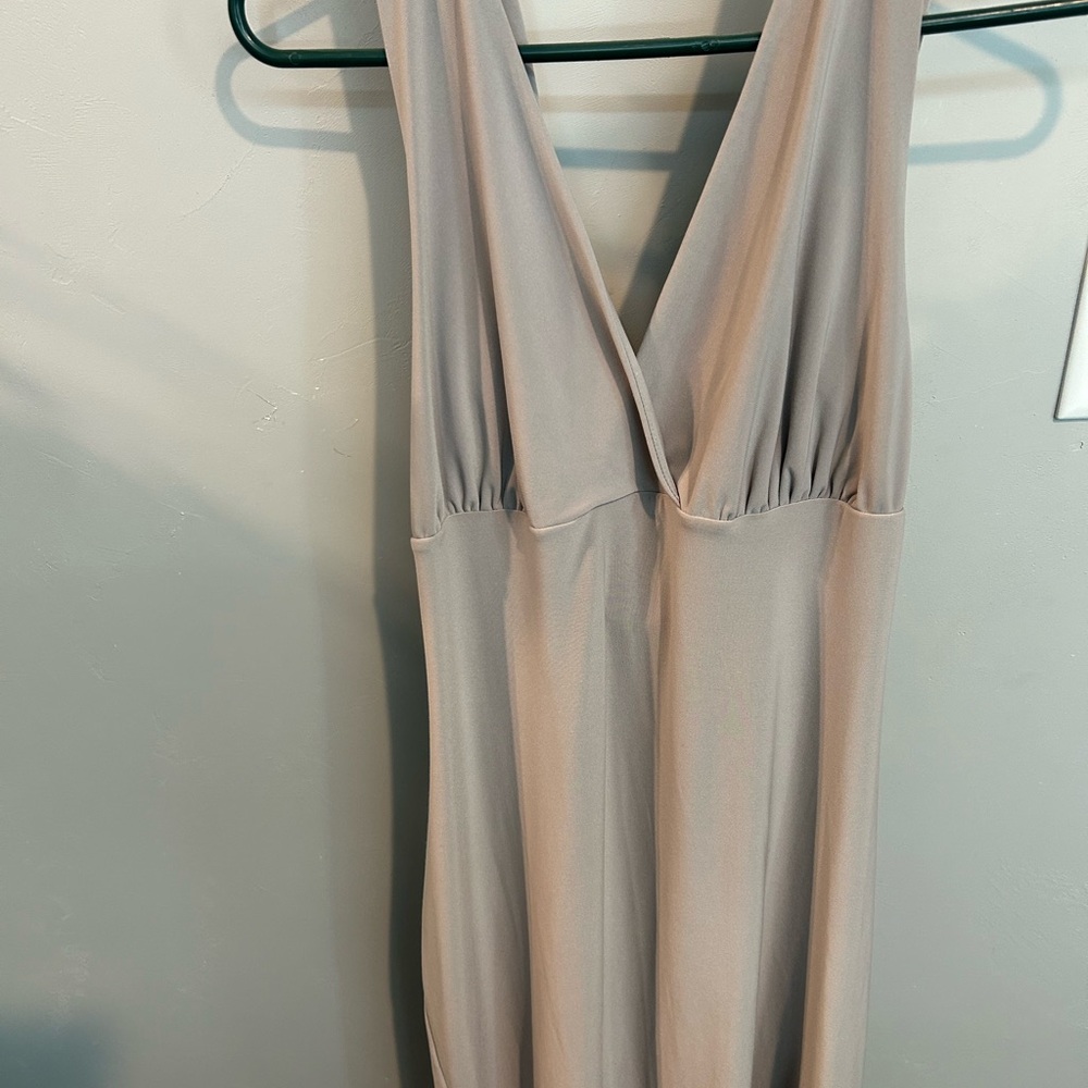 VENUS Taupe Evening Dress with Rhinestone Band